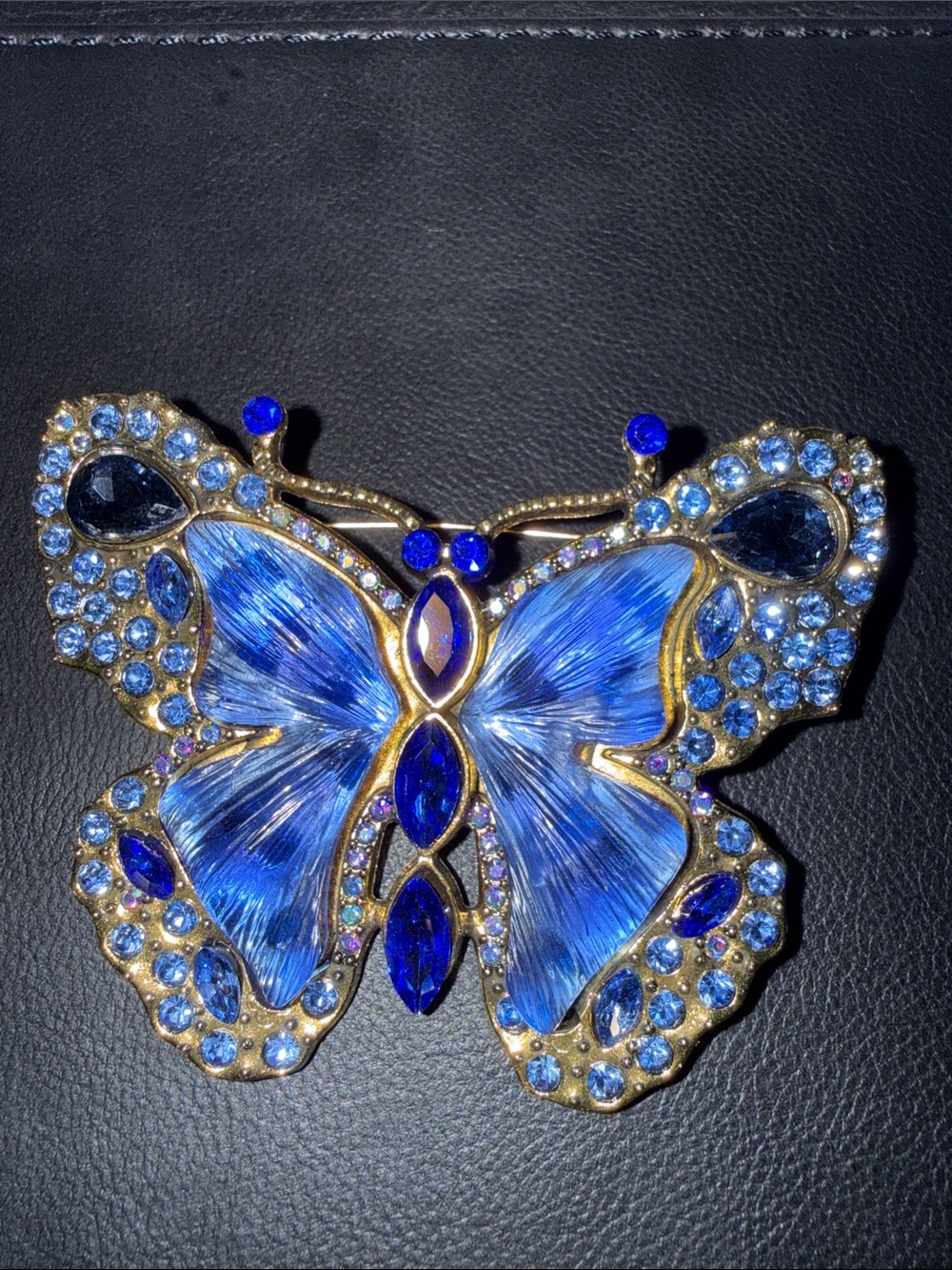 Blue Butterfly Crystal Brooch - Unbranded